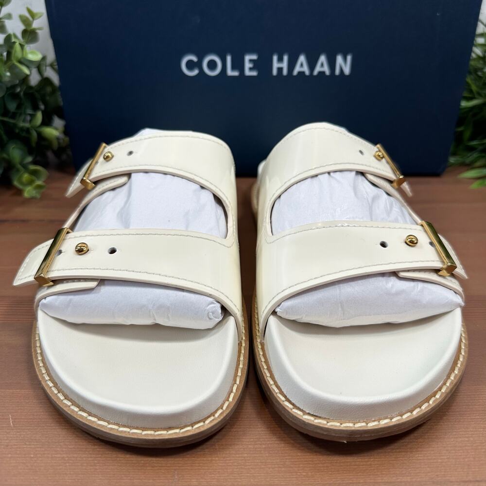 Cole Haan Women's Marisol Footbed Sandals Ivory Patent‎ Leather Size 8 - Picture 4 of 9